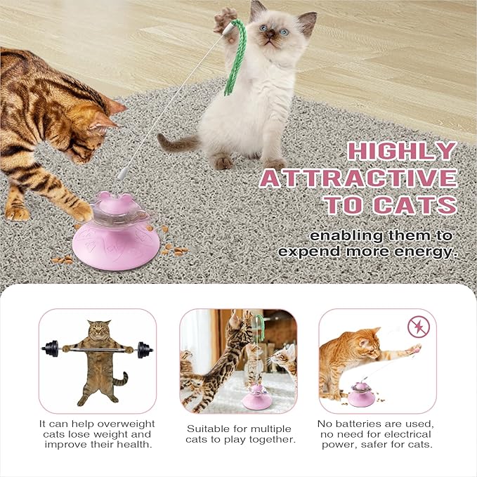 Cat Interactive Toys for Indoor Cats Kitten Wand Toy Weight Loss Kitty Funny Game Slow Food Dispenser Feeder Treat Dispensing Feeding Pet Supplies Birthday Gift C