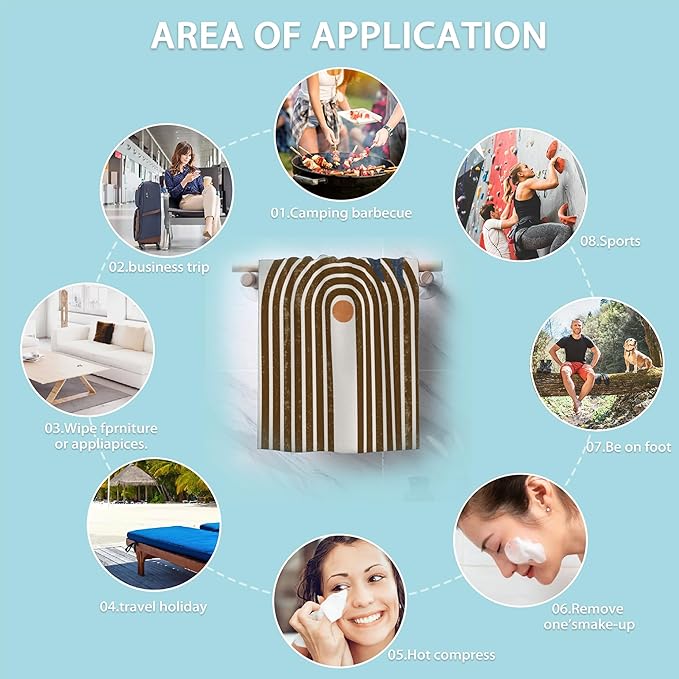 2 Pack Hand Bath Towel,Boho Sun and Leaves Fingertip Towel Bathtub Decorative Bath Towel Bathroom Kitchen Towel Set Highly Absorbent SPA Gym Towels 14x28 Inch