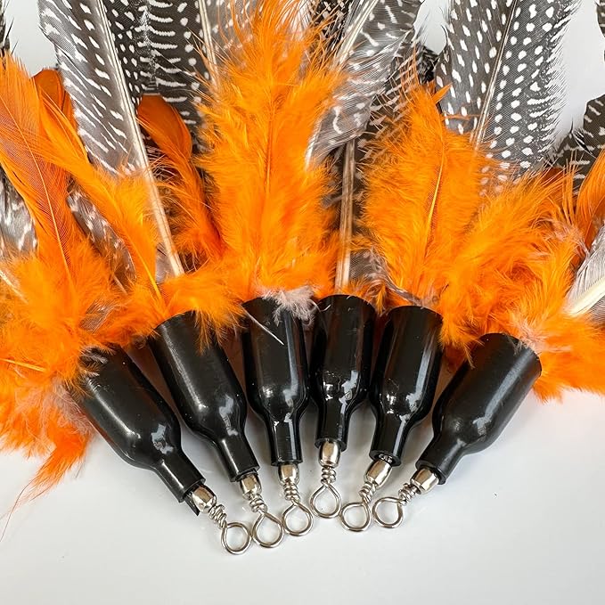 Cat Feather Toys Refills Cat Wand Replacement Feathers, 6 PCS Natural Da Bird Feather Refills, Cat Toy Wand Feathers for Indoor Cats