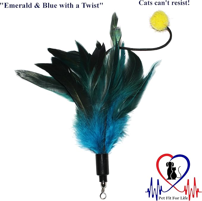 Pet Fit For Life 4 Piece Dual Rod Feather Teaser and Exerciser for Cat and Kitten - Cat Toy Interactive Cat Wand…