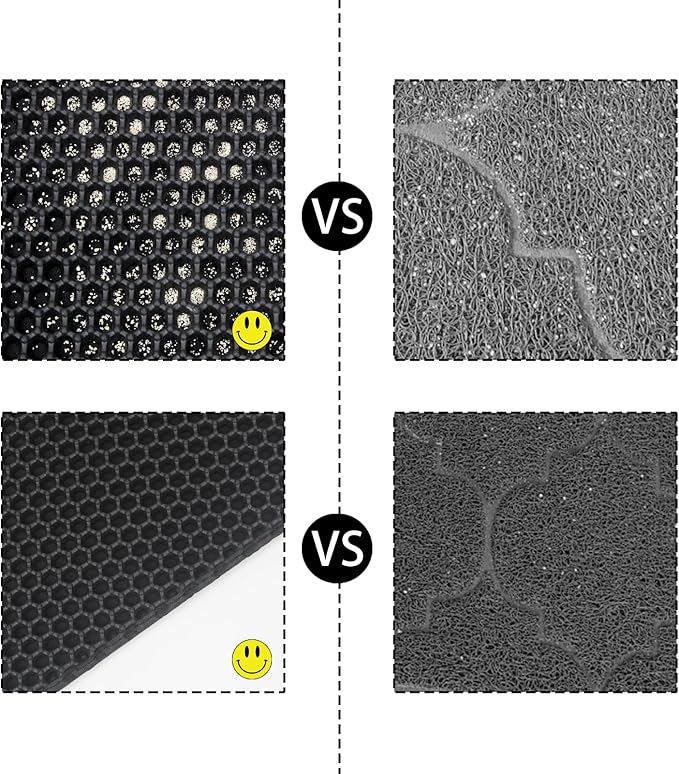 Black Cat Litter Mat, Anti-Tracking EVA, Waterproof & Non-Slip Honeycomb Design, Reusable & Easy to Clean(30x22in)