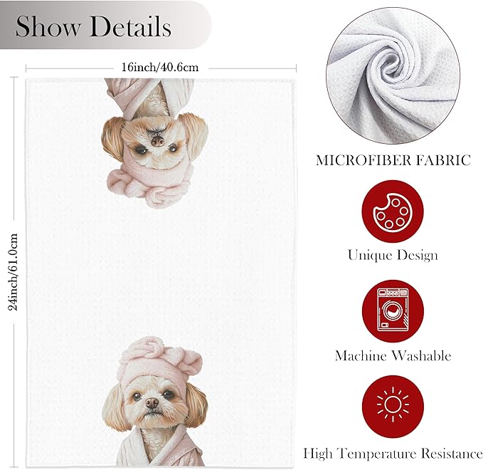 Pink Shih Tzu Hand Towels for Bathroom, Shih Tzu Bathroom Hand Towels, Dog Bathroom Decor, Kids Hand Towels, Kids Bathroom Decor, Shih Tzu Gifts for Women Dog Lovers, 16x24 Inch