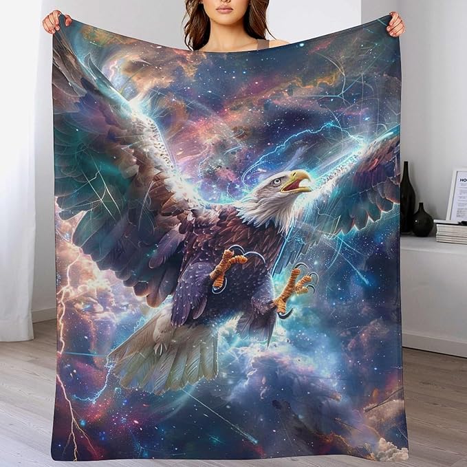 Patriot Eagle Blanket Eagle Gifts for Girls Boys Woman Kids Flying Eagle Lover Throw Blankets Soft Blanket Warm Fleece Flannel Plush Blankets for Bed Sofa Couch 60"x80"