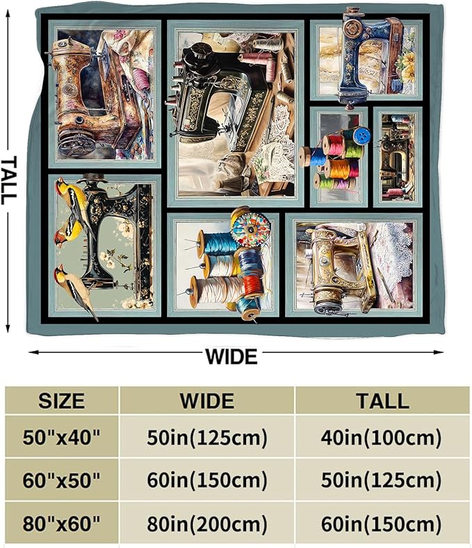 Ultra Soft Cozy Fleece Fuzzy Plush Throw Blanket - Sewing Machine Decor Gifts for Women, Girls & Adults - Couch & Sofa - 80"x60"