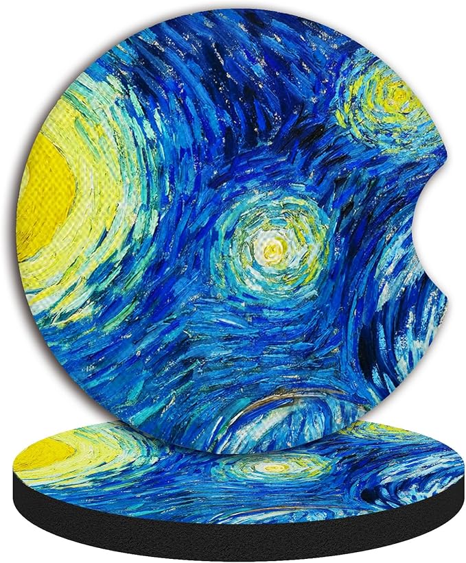 Car Cup Holder Coaster,Absorbent The Stars Rubber New Automotive Cup Holder Decal Decor Car Accessories for Women Men.Pack of 2