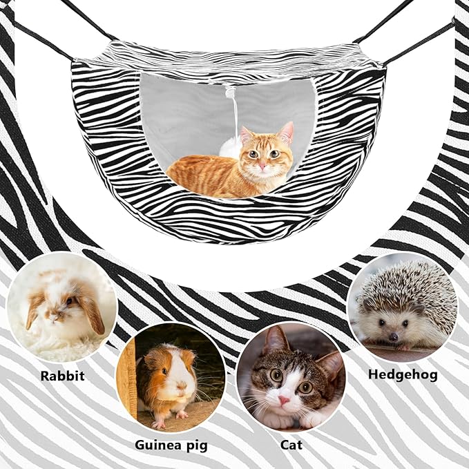 Unittype 2 Pieces Cat Cage Hammock Hanging Pet Bed Double Layer Soft Plush Hanging Pet Bed Comfortable Hammock Bed for Indoor Kitten Cats Ferret Hamster Rabbit or Small Animals, 2 Styles (Leopard)