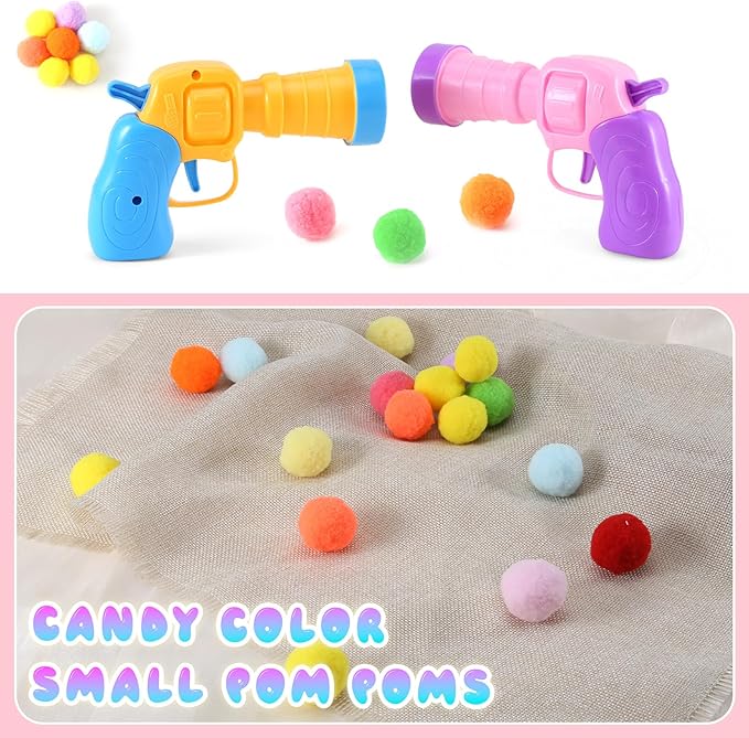 102Pcs Cat Ball Toy Launcher Gun,Cat Balls Fetch Toy - Includes 100 Colorful Plush Cat Balls and 2 Exciting Launchers Set,for Bored Indoor Adult Cats, Cute Kitten Kitty Toys