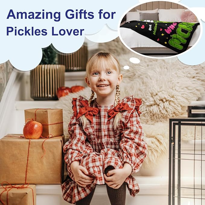 Pickle Gifts Blanket, Funny Pickles Gift for Kids, Just a Girl Who Loves Pickles, Best Pickle-Lovers Present Birthday Christmas Ideas Blanket 40"X50"
