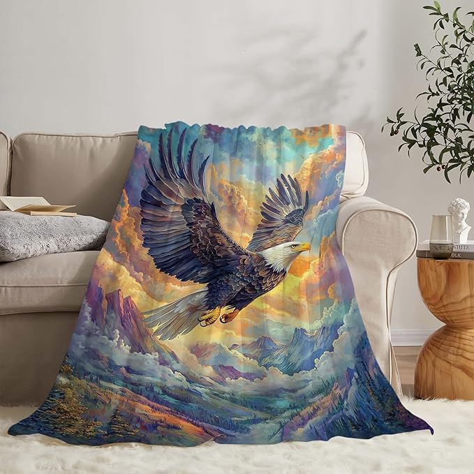 Bald Eagle Throw Blanket Eagle Gifts for Kids Girls Boys Adults Women Men Soft Cozy Warm Plush Fluffy Fuzzy Fleece Blanket Decor 40''X50''