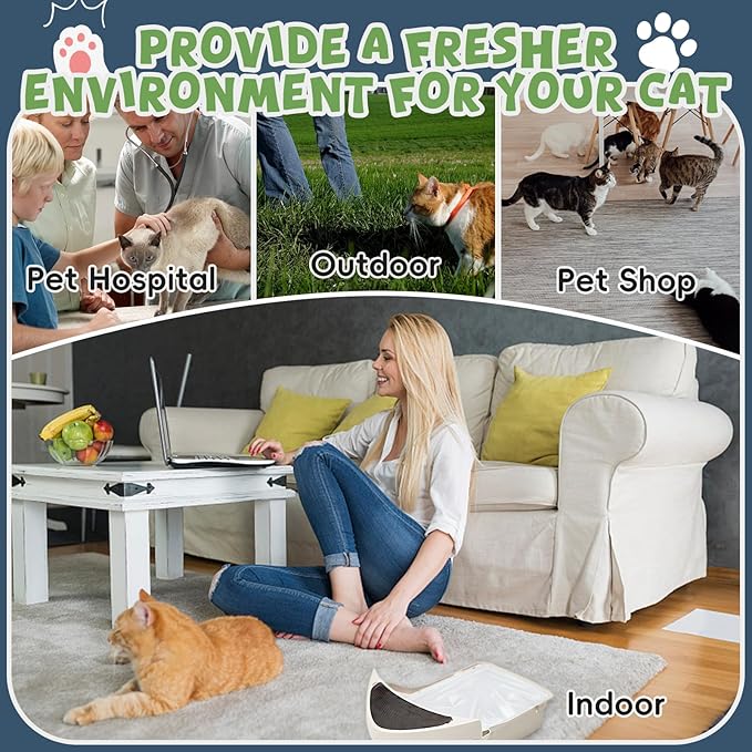 120 Pack Litter Box Robot 3 and 4 Waste Bags, 1.5 Mils Thick Drawstrings Closure Cat Litter Box Bags Liners Compatible with Automatic Self-Cleaning Robot, Replacement Waste Drawer Liners