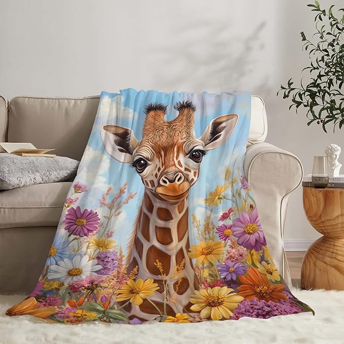 Giraffe Throw Blanket Giraffe Gifts for Kids Girls Boys Adults Women Men Soft Cozy Warm Plush Fluffy Fuzzy Fleece Blanket Decor 40''X50''