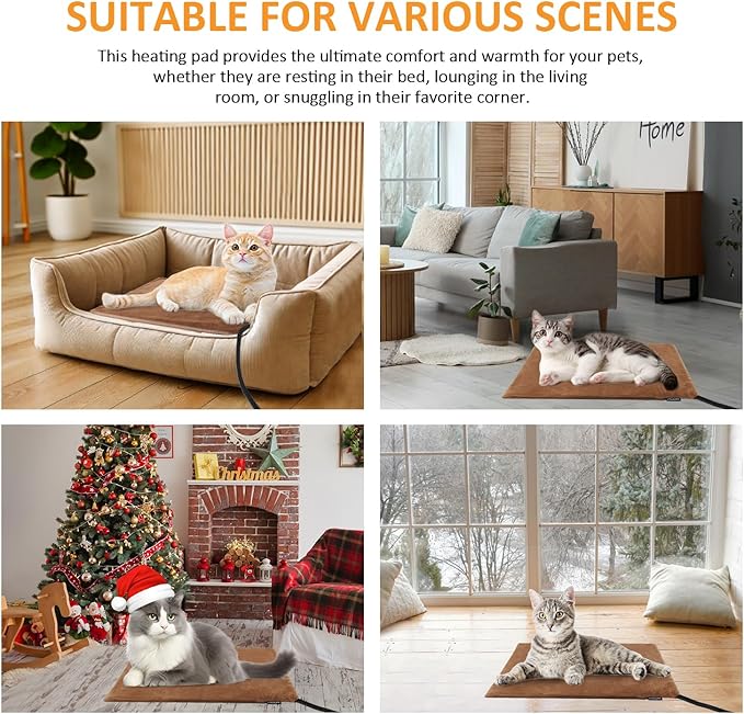 Pet Heating Pad, Electric Heated Pad for Dog Cat, Warm Mat Waterproof Dogs Cats Beds with Constant Temperature,Chew Resistant Cord, Comfortable Heater Heater Blanket Puppy and Kitten (S:16'' x 13'')