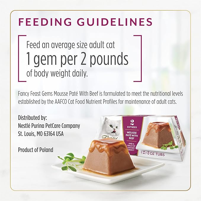 Fancy Feast Gems Pate Cat Food Mousse with Beef and a Halo of Savory Gravy - (Pack of 8) 4 oz. Boxes