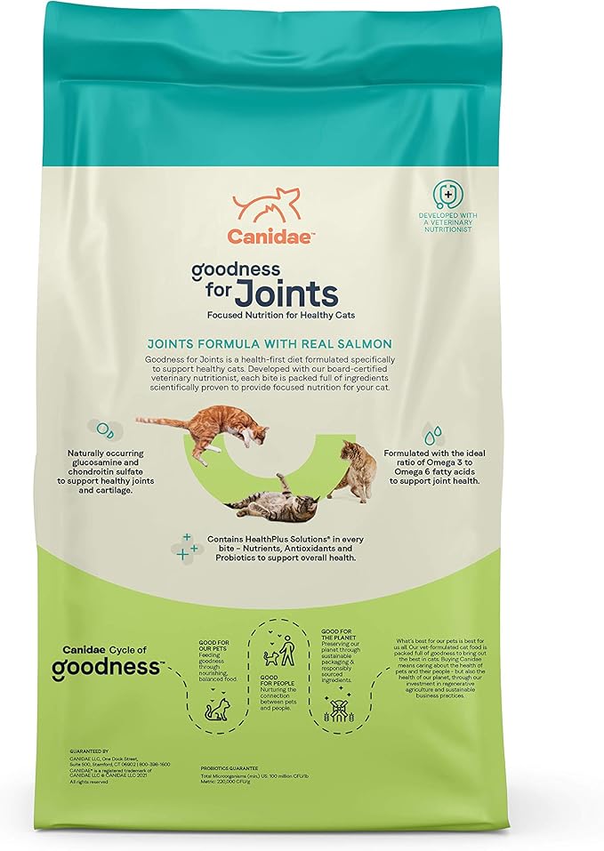 Canidae Goodness for Joints, Premium Adult Dry Cat Food with Real Salmon, 5 Lbs.