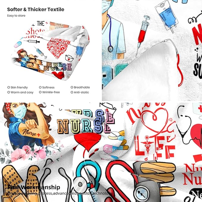 Nurse Gifts Blanket for Women Blankets Throw Plush Stuff Nurse Practitioner Gifts Best Nurses Ever Nurse's Day Gift for Nurses Graduation Appreciation Gift Ideas 80"X60"