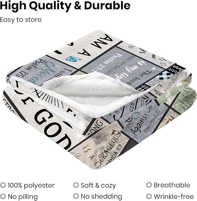 Christian Gifts for Women & Men: Faith-Based Bible Verse Blanket, 'I Am a Child of God' Throw, 60"X80" Flannel