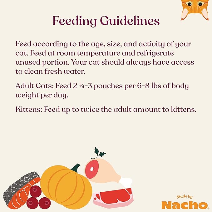 Made by Nacho Wet Cat Food Variety 12 Pack (3oz Each), Cage-Free Chicken, Sustainably Caught Salmon, Grass-Fed Beef with Bone Broth for Extra Hydration, Gravy Cut Pouches