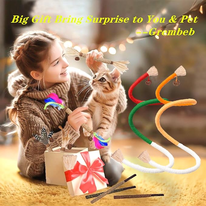 Cat Toys 12PCS Catnip Toy for Indoor Kitten Toys Cat Chew Stick for Dental Cleaning Teeth Cat Silvervine Rope Treat Kitty Feather Snack for for Kick Molar Scratch Self Play Interactive Boredom