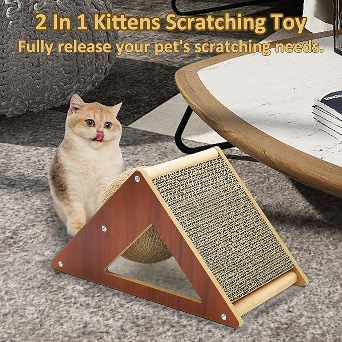 Fhiny Rabbit Scratch Ball, Natural Sisal Rope Claws Scratching Corrugated Board for Indoor Kittens Scratch Pawller Rotating Ball Interactive Toys for Bunny Kitten and Other Small Pets