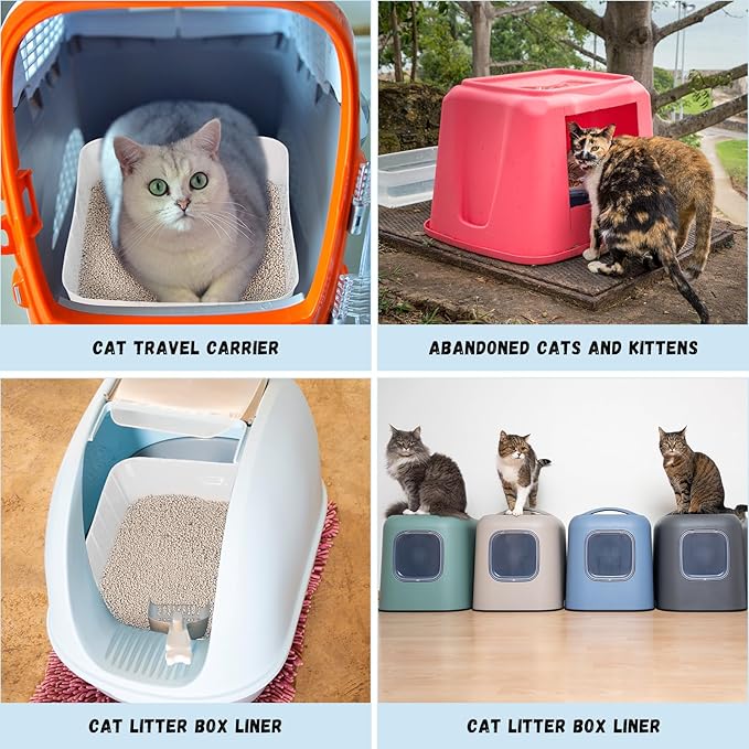 Bokon 25 Pcs Disposable Litter Boxes for Cats Plastic Cat Litter Tray Kitten Litter Pan for Kitty Rabbit Guinea Pig Hamster Pets Supplies Travel Home Toilet, 15.7 x 11.8 x 3 Inches (White)