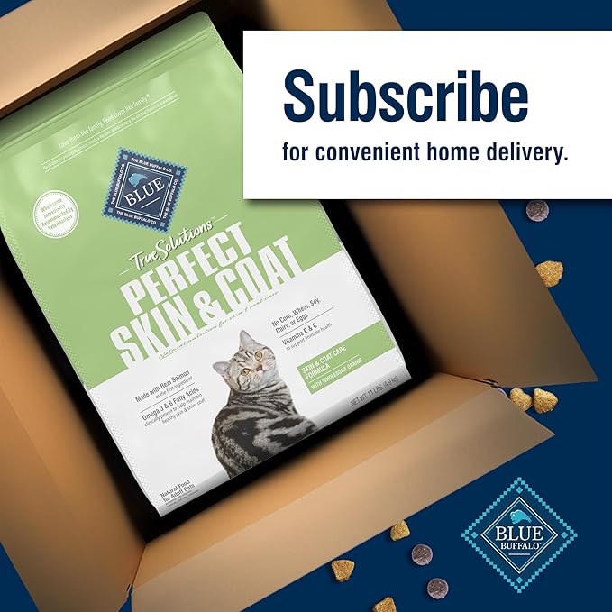 Blue Buffalo True Solutions Perfect Skin & Coat Natural Dry Food for Adult Cats, Salmon, 11-lb. Bag