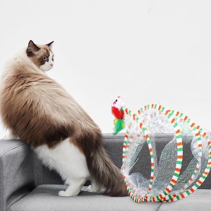 Cat Tunnel Toy with Interactive Kicking Toy for Cats and Kittens Engaging Play Kitten Accessory for Indoor Fun and Activity