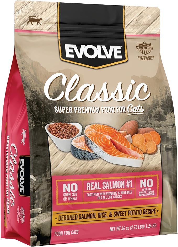 Evolve Classic Deboned Salmon, Brown Rice and Sweet Potato Recipe Cat Food, 14lb