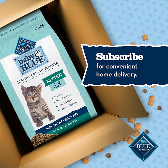 Blue Buffalo Baby BLUE Natural Grain-Free Dry Food for Kittens, Healthy Growth Formula with DHA, High-Protein Savory Chicken Recipe, 4.5-lb. Bag