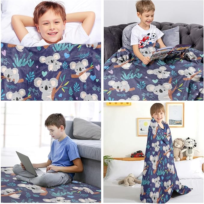 Koala Blanket Soft Flannel Lightweight Throw for Kids Girls Boys - All Season Animal Blanket for Sofa Couch Bed - Decorative Mushroom Present