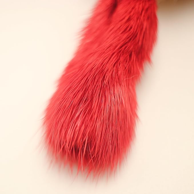 Fosrion Real Mink Fur Cat Hunt Bites Toy with Three Section Retractable Carbon Fiber Rod(3 Mink Fur Mouse, Only Tail)