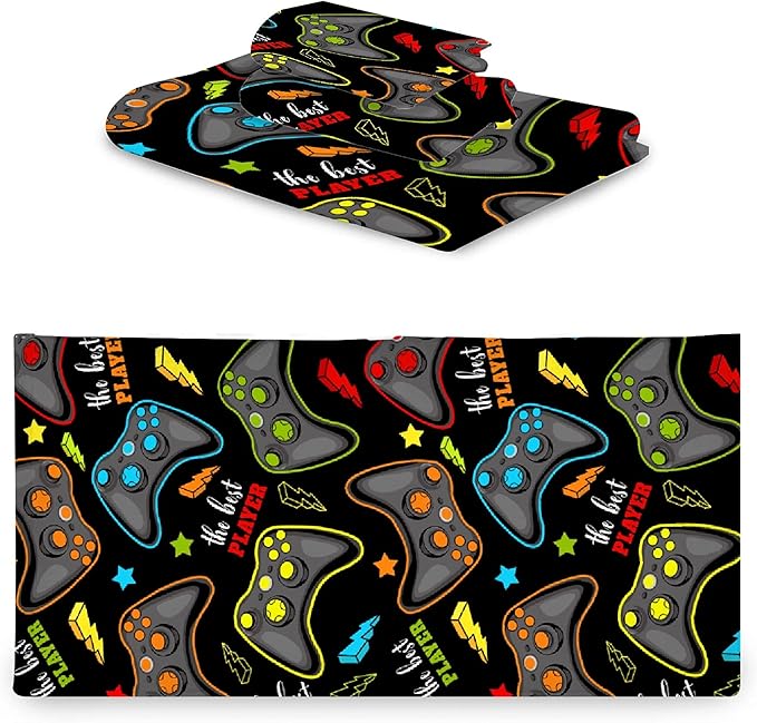 Gaming 3 Piece Towel Bathroom Sets, 1 Bath Towel, 1 Washcloth, 1 Hand Towel, Cotton Fast Dry Soft Absorbent Towel Set for Home Kitchen Family