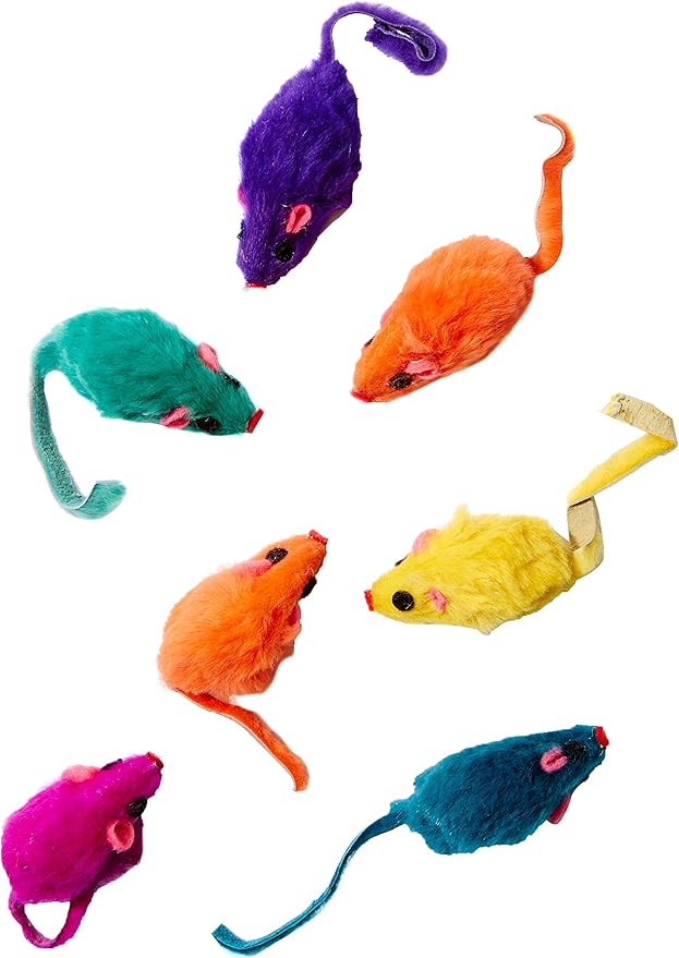 Zanies womens Cheese Wedge Display Box with 60 Rainbow Mice Cat Toy, Rainbow, 5X-Large US