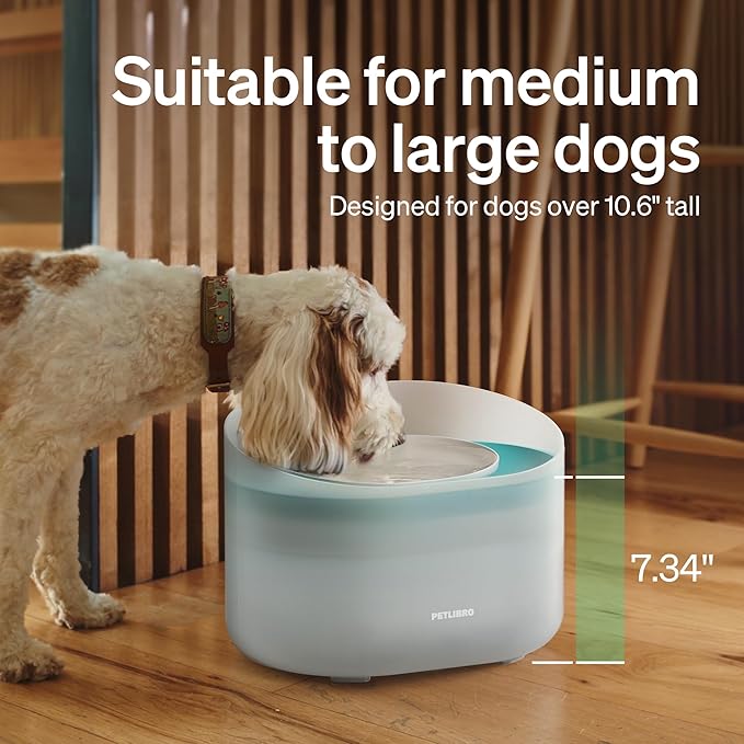 PETLIBRO Dog Water Fountain, 2.1Gal/8L Capsule Dog Fountain for Medium to Large Dogs, Anti-Splash Dog Water Bowl Dispenser, Super Quiet Pet Water Fountain, Great for Dogs Cats and Multi-Pet Home