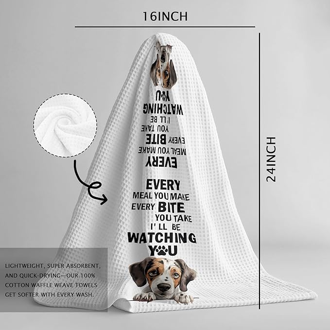 Beagle Lover Gifts,Funny Beagle Dish Towels and Hand Decorative Towels for Kitchen and Bathroom, Every Meal You Make Dog Themed Kitchen Decor, 16x24 Inch