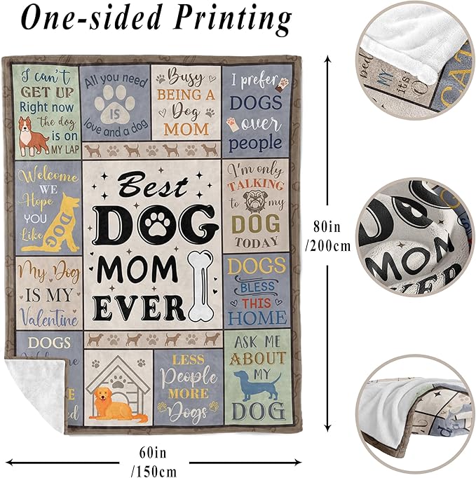 XALAZY Dog Mom Gifts Blanket, 60"X80" - Best Dog Lovers Gifts for Women