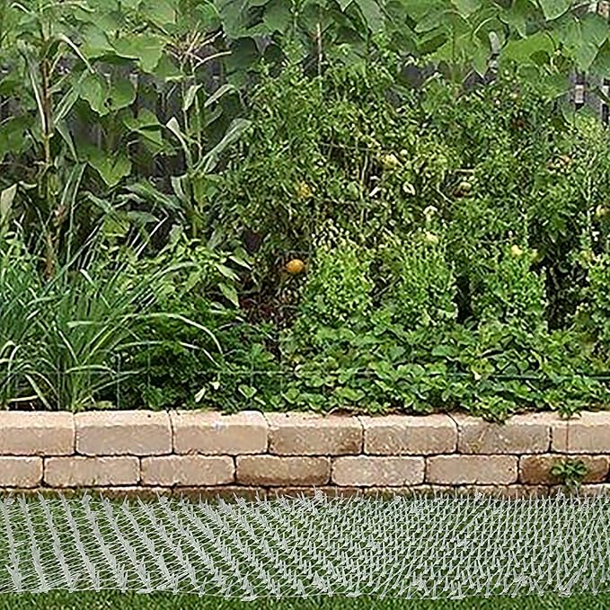 Cat Scat Mat Clear (14 ft.) with 10 Staples, Anti-cat Network with Spikes Digging Stopper - Cat Deterrent Mat for Indoor and Outdoor