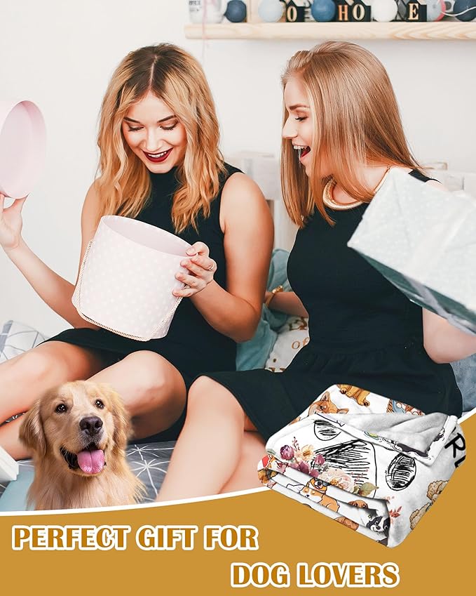 Dog Lovers Gifts for Women, Just A Girl Who Loves Dogs, Blanket with Dogs On It, Dog Lover Blankets for Girls, Puppys Gifts for Women Girl Kids, Puppys Theme Blanket 50" X 60"