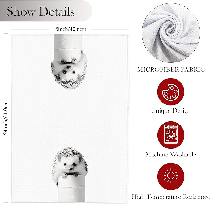 Hedgehog Bathroom Hand Towels, Hedgehogs Hand Towels for Bathroom, Funny Hand Towels, Hedgehog Bathroom Decor, Hedgehog Gifts for Hedgehog Lovers Women, 16x24 Inch