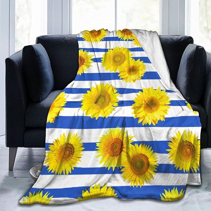Ultra-Soft Microfiber Throw Blanket 350 GSM Fuzzy Fleece Blanket for Adults Kids Gift Couch, Sofa, Bed Sunflower 60"x50"
