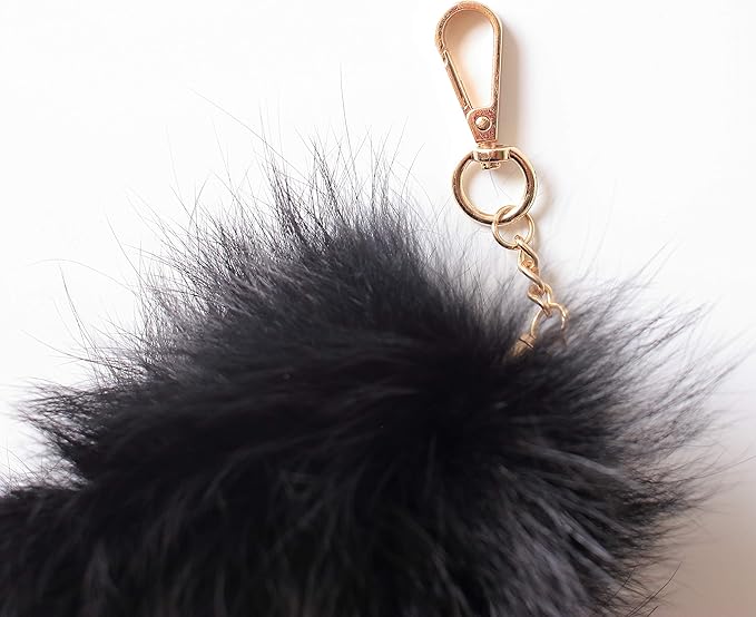 Fosrion Real Fox Tail Fur Cat Bites Hunting Playing Catching Toy (Black, Only Tail)