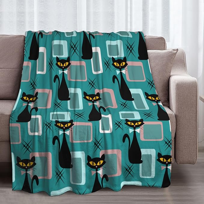 Medieval Cat Soft Throw Blanket Flannel Fleece Blankets Warm Cozy Lightweight Fuzzy Blanket for Bed Sofa Couch Home Decor 80"X60"