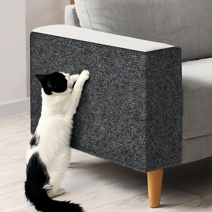 Cat Scratching Mat, 78.7"x15.7" Cat Carpet Self-Adhesive Carpet Mat Trimmable Replacement for Cat Tree, Cat Wall Scratcher, Cat Scratching Post, Shelf Shelves Couch Furniture DIY Protector, Dark Grey