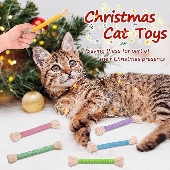 Retro Shaw Kitten Toys Catnip Rope,Cat Toys Chew Ropes 6 Pack,Kitten Teething Toys for Indoor Kittens Kitty,Interactive Cat Kicker Toys Small Cat Nip Toy Safe String 6.1 Inches