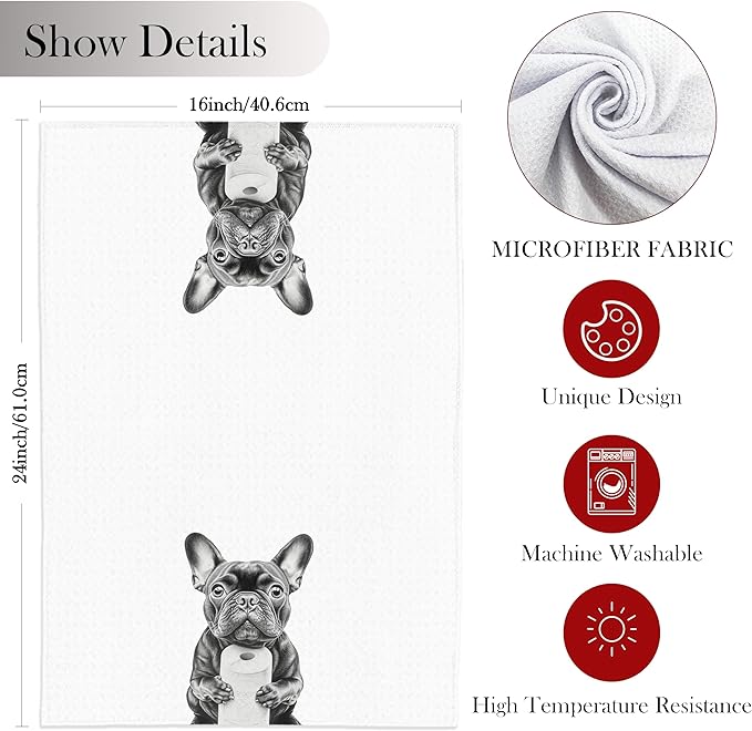 French Bulldog Hand Towels for Bathroom, Dog Bathroom Hand Towels, French Bulldog Bathroom Decor, Funny Hand Towels, Dog Bathroom Decor, French Bulldog Gifts, 16x24 Inch