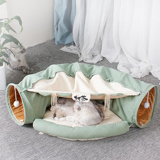 Tunnel for Indoor Cats, Collapsible Washable Cat Bed Tunnel, Cat Play Tunnel Toy for Small Medium Large Cats