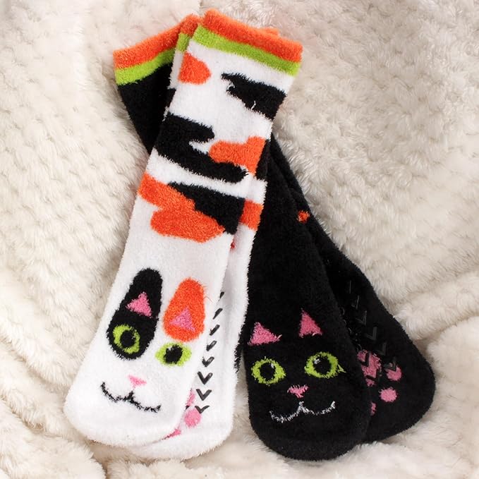 BambooMN Super Soft Warm Cute Women's Animal Non-Slip Fuzzy Fluffy Crew Winter Home Socks