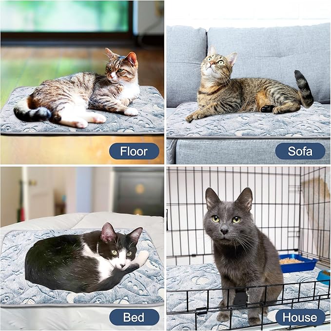 Leekalos Self Warming Cat Bed Self Heating Cat Dog Mat, Ultra Soft Extra Warm Thermal pet Pad for Indoor Outdoor Pets with Removable Cover Non-Slip Botom Washable