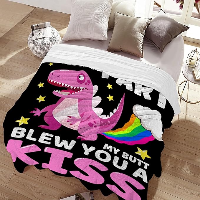 Funny Dinosaur Blanket Gift for Girls Boys- 50x60 Inches Soft Flannel Dino Throws Blankets Funny Gift for Teen Women Men Adult Cute Dinosaur Lover Gifts for Bed Sofa Couch