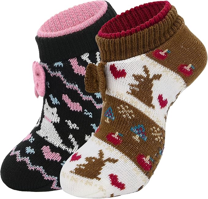 American Trends Fuzzy Socks for Women with Grippers Non Slip Christmas Socks