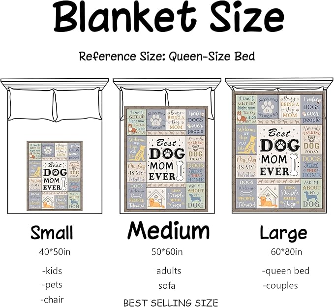 XALAZY Dog Mom Gifts for Women Blanket 50" X 60", Dog Mom Gifts for Dog Lovers& Owners, Best Dog Blanket Throw
